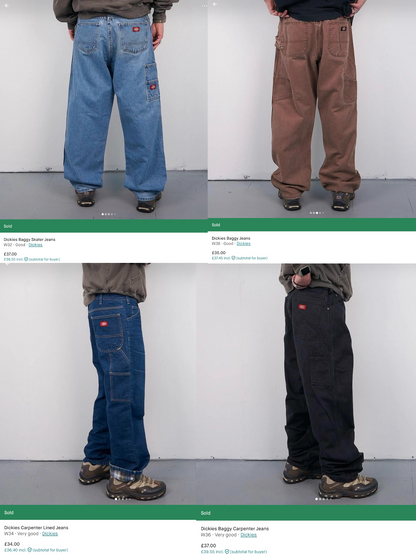 CARHARTT & DICKIES BAGGY TROUSERS 10 PCS