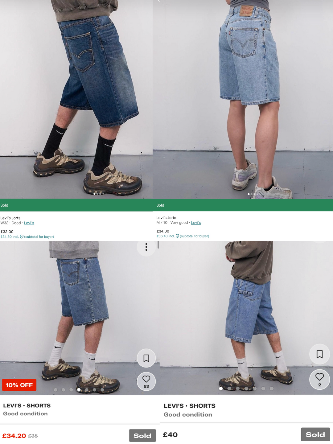 LEVI’S BAGGY JORTS X 20